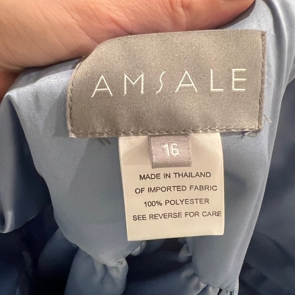 Amsale Blue Pleated Strapless Gown for Weddings - Picture 5 of 5